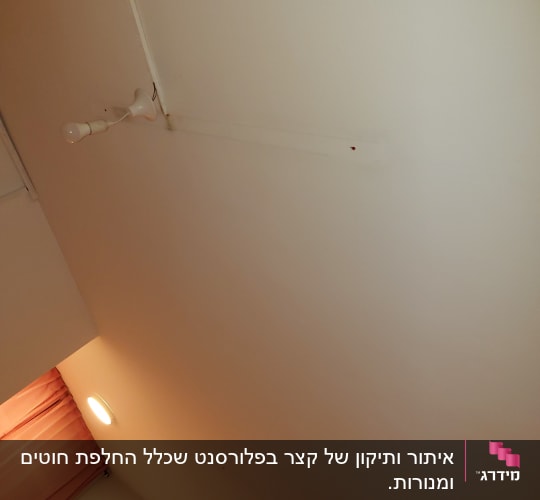 שתי נורות חשמליות תלויות מהתקרה